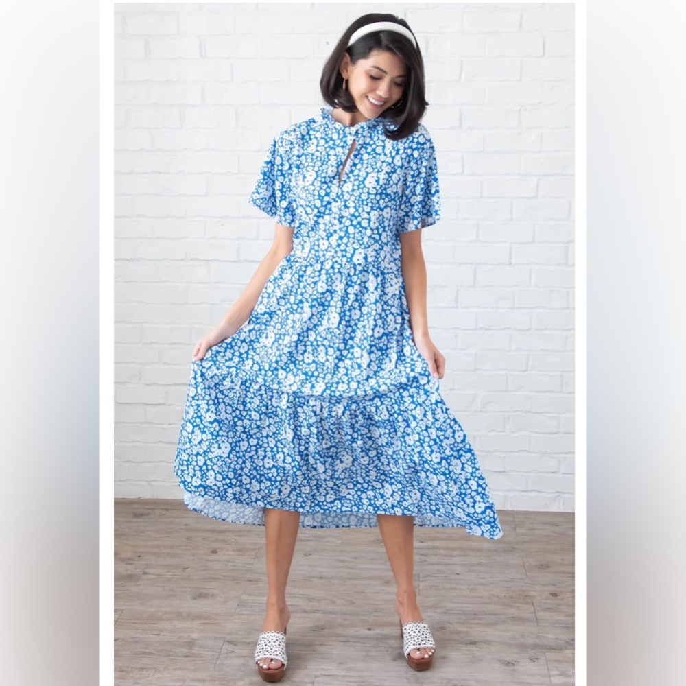 Blue and White Floral Dress